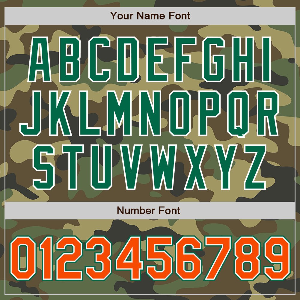 Custom Camo Orange-Kelly Green Bomber Full-Snap Varsity Letterman Salute To Service Jacket photo 6