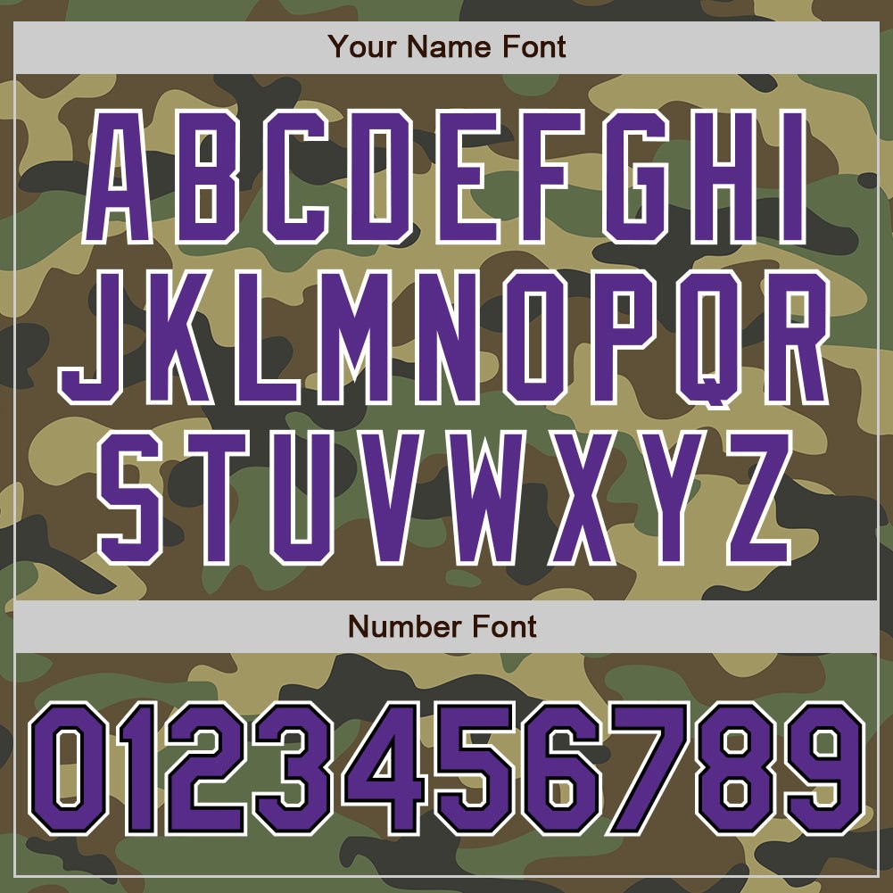 Custom Camo Purple-Black Bomber Full-Snap Varsity Letterman Salute To Service Jacket photo 6