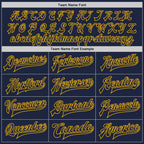 Custom Navy Gold Bomber Full-Snap Varsity Letterman Jacket photo 5