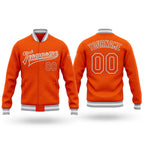 Custom Orange White-Gray Bomber Full-Snap Varsity Letterman Jacket