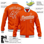 Custom Orange White-Gray Bomber Full-Snap Varsity Letterman Jacket photo 5