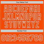 Custom Orange White-Gray Bomber Full-Snap Varsity Letterman Jacket photo 7