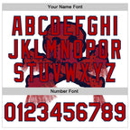 Custom White Red-Navy Skull Fashion 3D Bomber Full-Snap Varsity Letterman Jacket photo 6