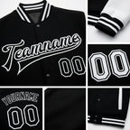 Custom Black White Bomber Full-Snap Varsity Letterman Two Tone Jacket detail