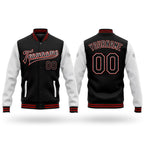 Custom Black White-Red Bomber Full-Snap Varsity Letterman Two Tone Jacket