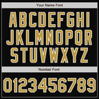 Custom Black Old Gold-White Bomber Full-Snap Varsity Letterman Two Tone Jacket photo 6