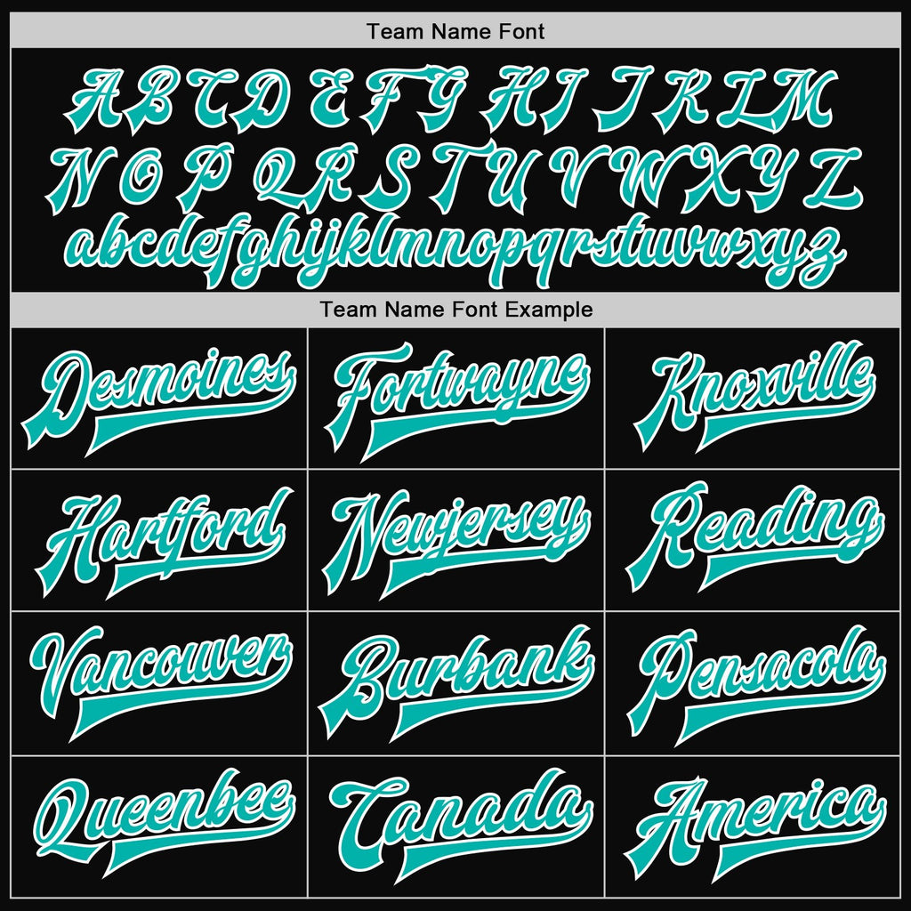Custom Black Aqua-White Bomber Full-Snap Varsity Letterman Two Tone Jacket photo 5