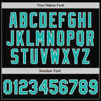 Custom Black Aqua-White Bomber Full-Snap Varsity Letterman Two Tone Jacket photo 6