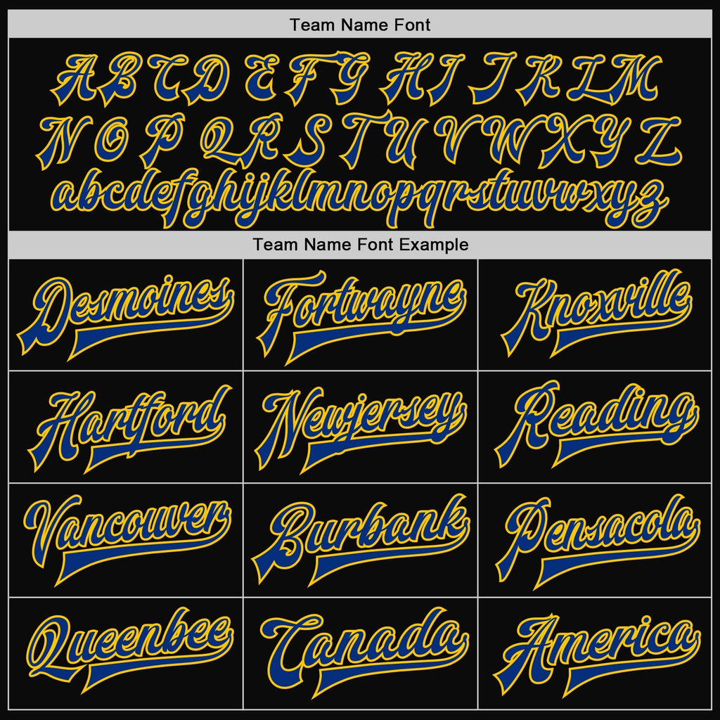 Custom Black Royal-Yellow Bomber Full-Snap Varsity Letterman Two Tone Jacket photo 6
