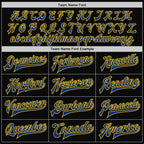 Custom Black Royal-Yellow Bomber Full-Snap Varsity Letterman Two Tone Jacket photo 6