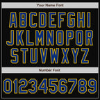 Custom Black Royal-Yellow Bomber Full-Snap Varsity Letterman Two Tone Jacket photo 7