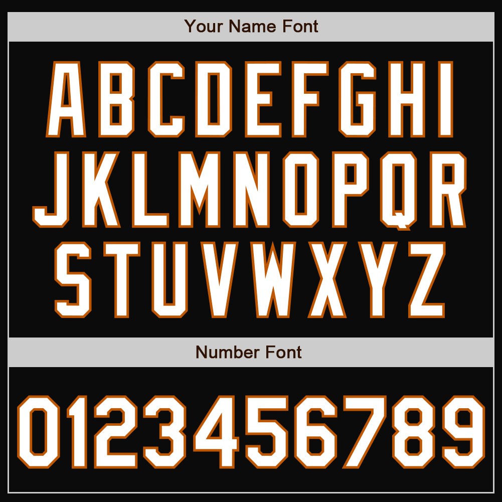 Custom Black White-Texas Orange Bomber Full-Snap Varsity Letterman Two Tone Jacket photo 6