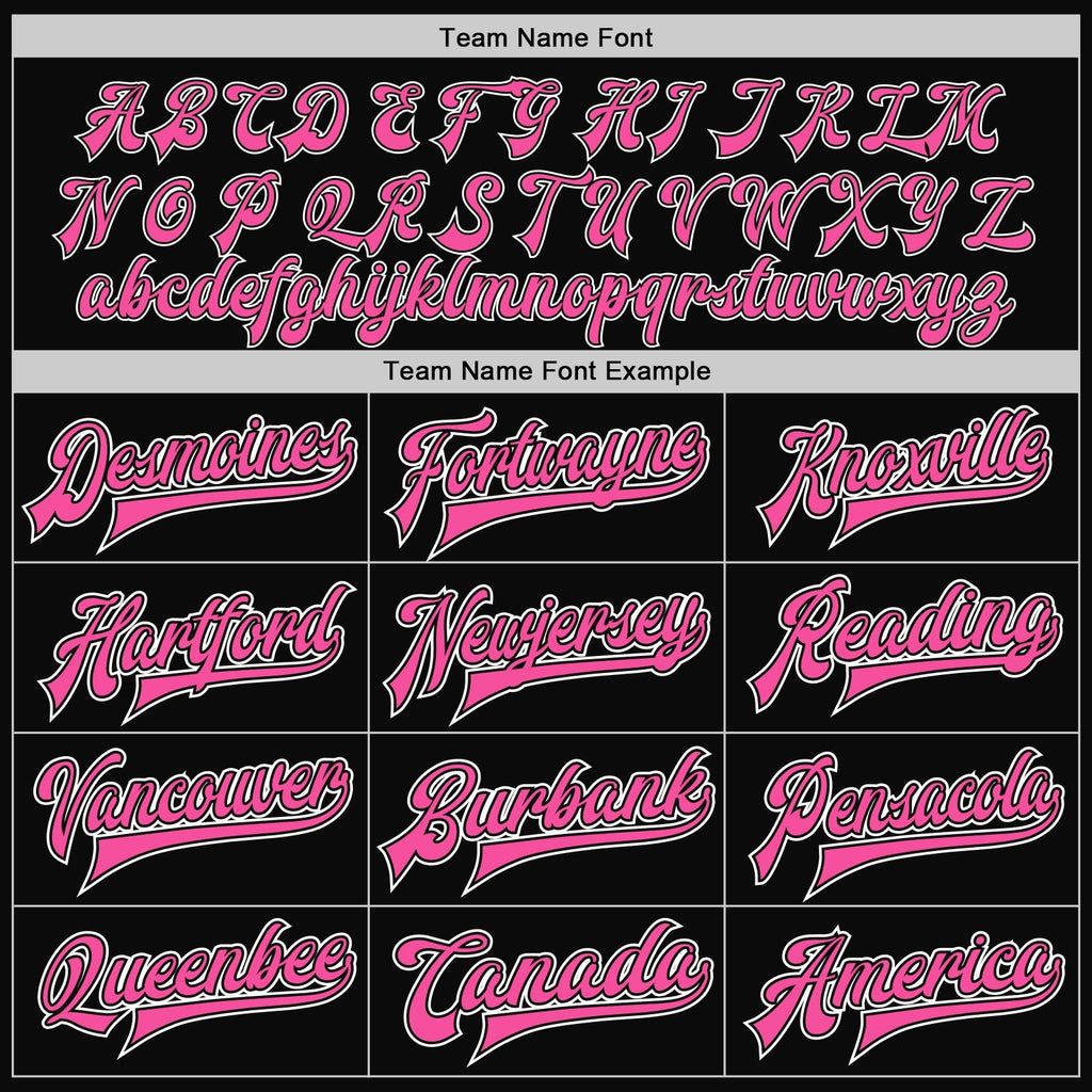 Custom Black Pink-White Bomber Full-Snap Varsity Letterman Two Tone Jacket photo 5