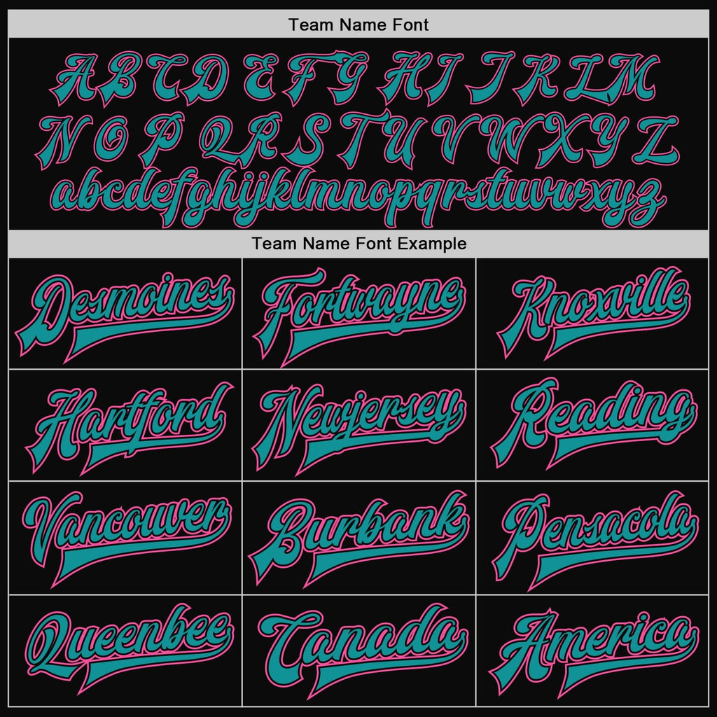 Custom Black Pink-Teal Bomber Full-Snap Varsity Letterman Two Tone Jacket photo 5