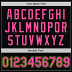 Custom Black Pink-Neon Green Bomber Full-Snap Varsity Letterman Two Tone Jacket photo 6
