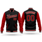 Custom Black Red-White Bomber Full-Snap Varsity Letterman Two Tone Jacket