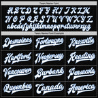 Custom Black White-Light Blue Bomber Full-Snap Varsity Letterman Two Tone Jacket photo 5