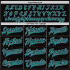 Custom Black Gray-Teal Bomber Full-Snap Varsity Letterman Two Tone Jacket photo 5