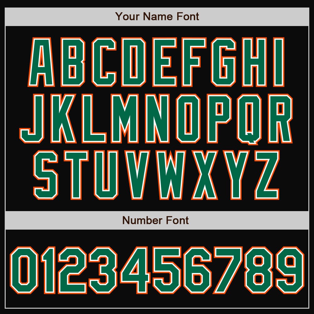 Custom Black Kelly Green-Orange Bomber Full-Snap Varsity Letterman Two Tone Jacket photo 6