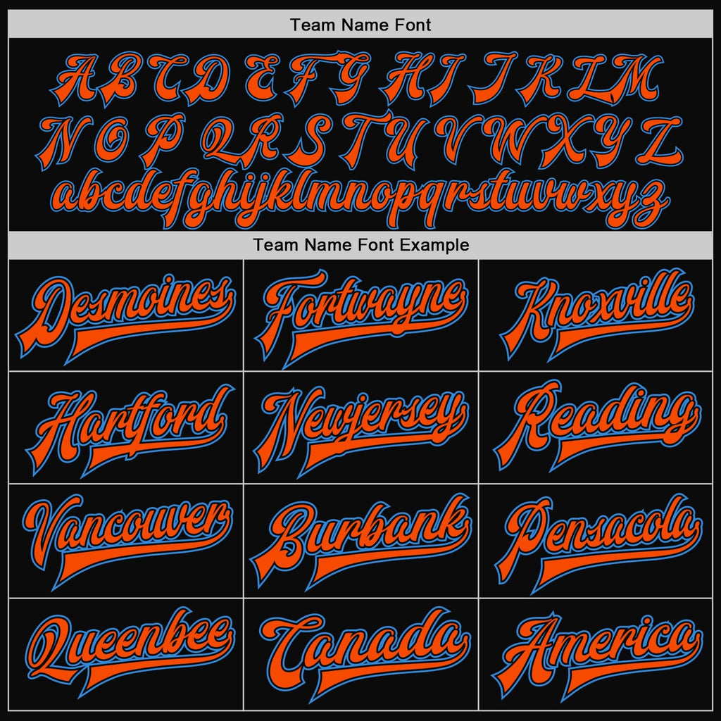 Custom Black Powder Blue-Orange Bomber Full-Snap Varsity Letterman Two Tone Jacket photo 5