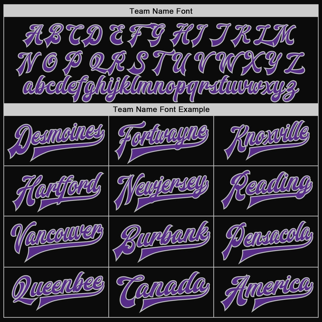 Custom Black Purple-Gray Bomber Full-Snap Varsity Letterman Two Tone Jacket photo 5