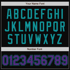 Custom Black Purple-Teal Bomber Full-Snap Varsity Letterman Two Tone Jacket photo 7
