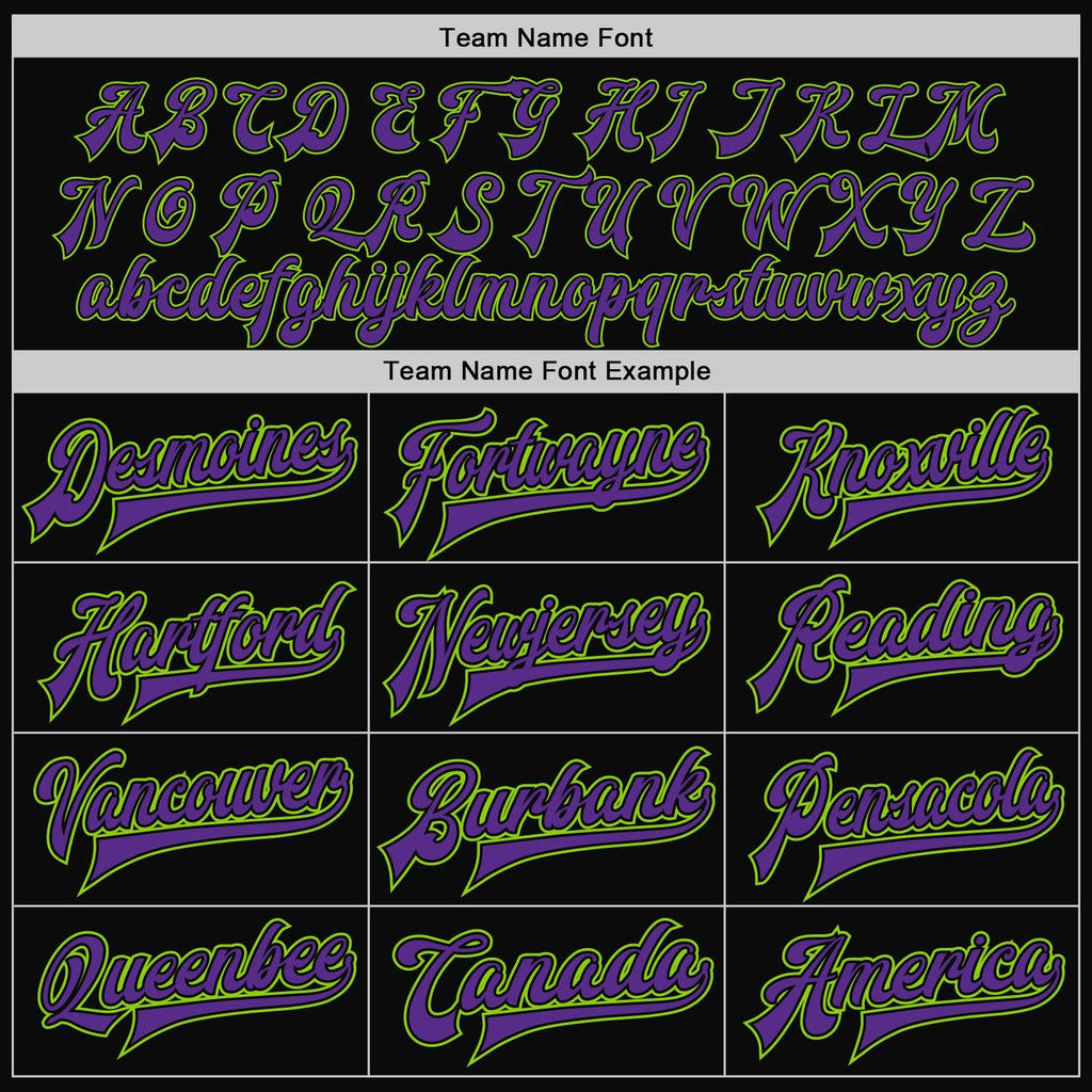 Custom Black Purple-Neon Green Bomber Full-Snap Varsity Letterman Two Tone Jacket photo 6