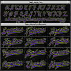 Custom Black Purple-Neon Green Bomber Full-Snap Varsity Letterman Two Tone Jacket photo 6