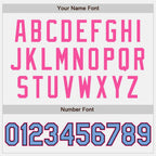 Custom White Light Blue Black-Pink Bomber Full-Snap Varsity Letterman Two Tone Jacket photo 6
