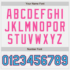 Custom White Sky Blue Black-Pink Bomber Full-Snap Varsity Letterman Two Tone Jacket photo 6