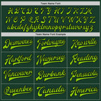 Custom Green Neon Green-Black Bomber Full-Snap Varsity Letterman Two Tone Jacket photo 5