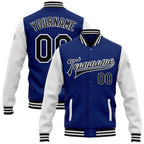Custom Royal Black-White Bomber Full-Snap Varsity Letterman Two Tone Jacket photo 1