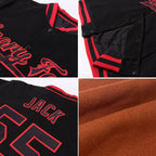 Custom Texas Orange Black-Cream Bomber Full-Snap Varsity Letterman Two Tone Jacket photo 4