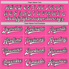 Custom Pink White-Black Bomber Full-Snap Varsity Letterman Two Tone Jacket photo 6