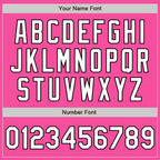 Custom Pink White-Black Bomber Full-Snap Varsity Letterman Two Tone Jacket photo 7