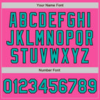 Custom Pink Aqua-Black Bomber Full-Snap Varsity Letterman Two Tone Jacket photo 6