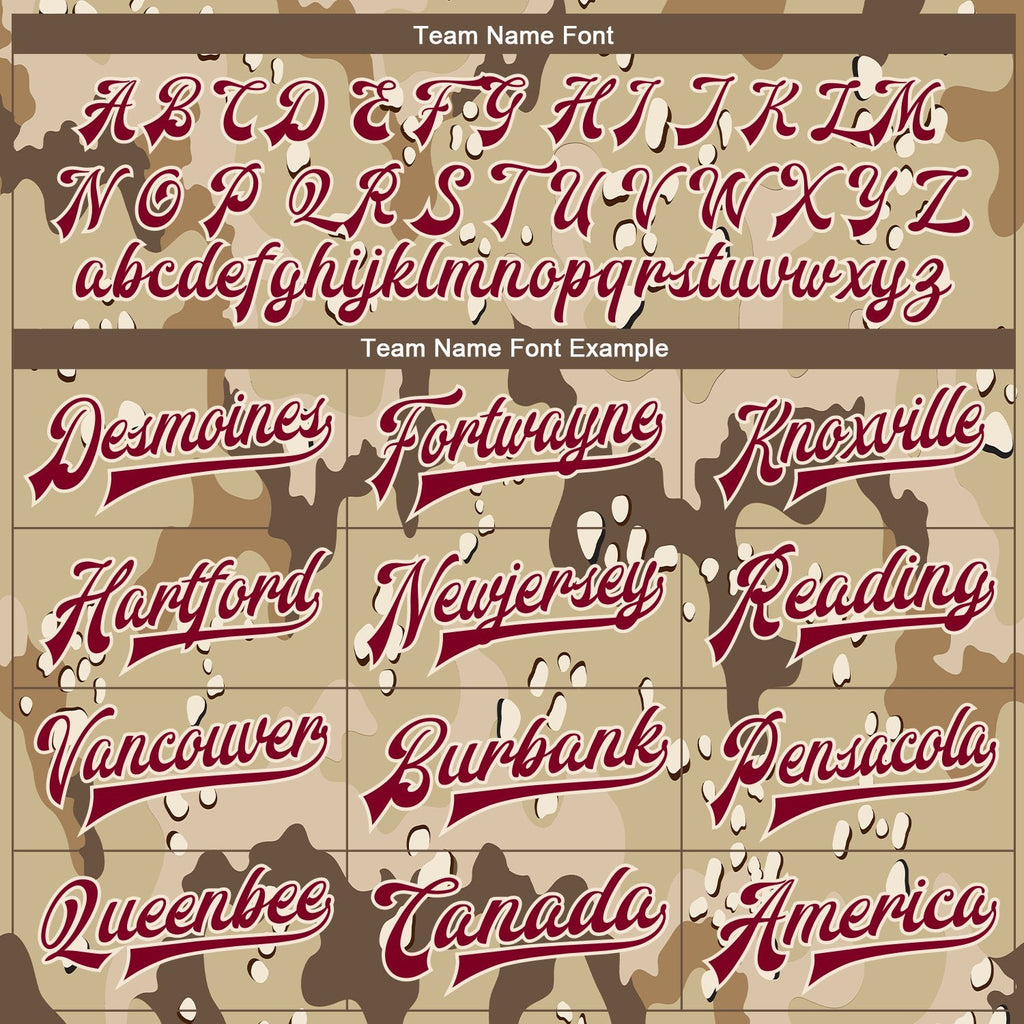 Custom Camo Maroon-Cream Desert Camouflage 3D Bomber Full-Snap Varsity Letterman Salute To Service Jacket photo 5