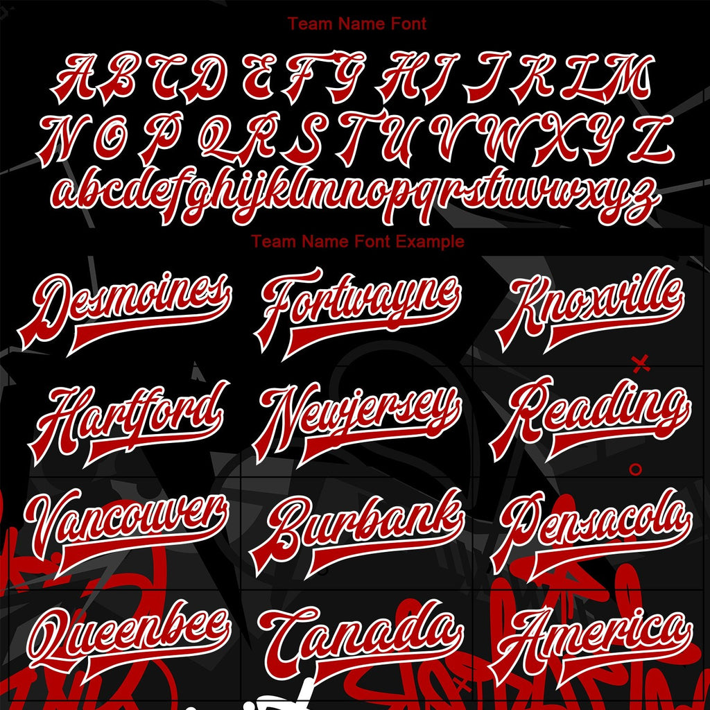 Custom Graffiti Pattern Red-Black Dark Abstract Urban Street Art 3D Bomber Full-Snap Varsity Letterman Jacket photo 5