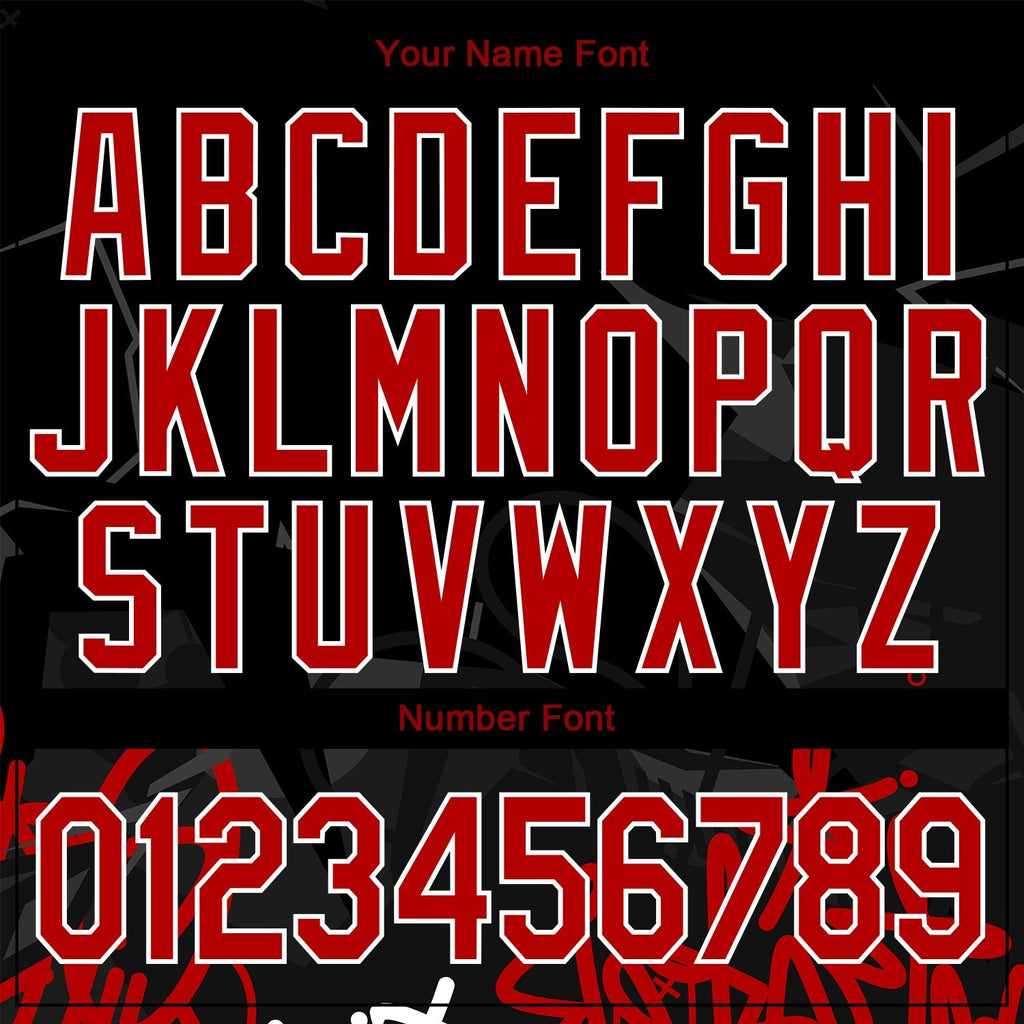 Custom Graffiti Pattern Red-Black Dark Abstract Urban Street Art 3D Bomber Full-Snap Varsity Letterman Jacket photo 6