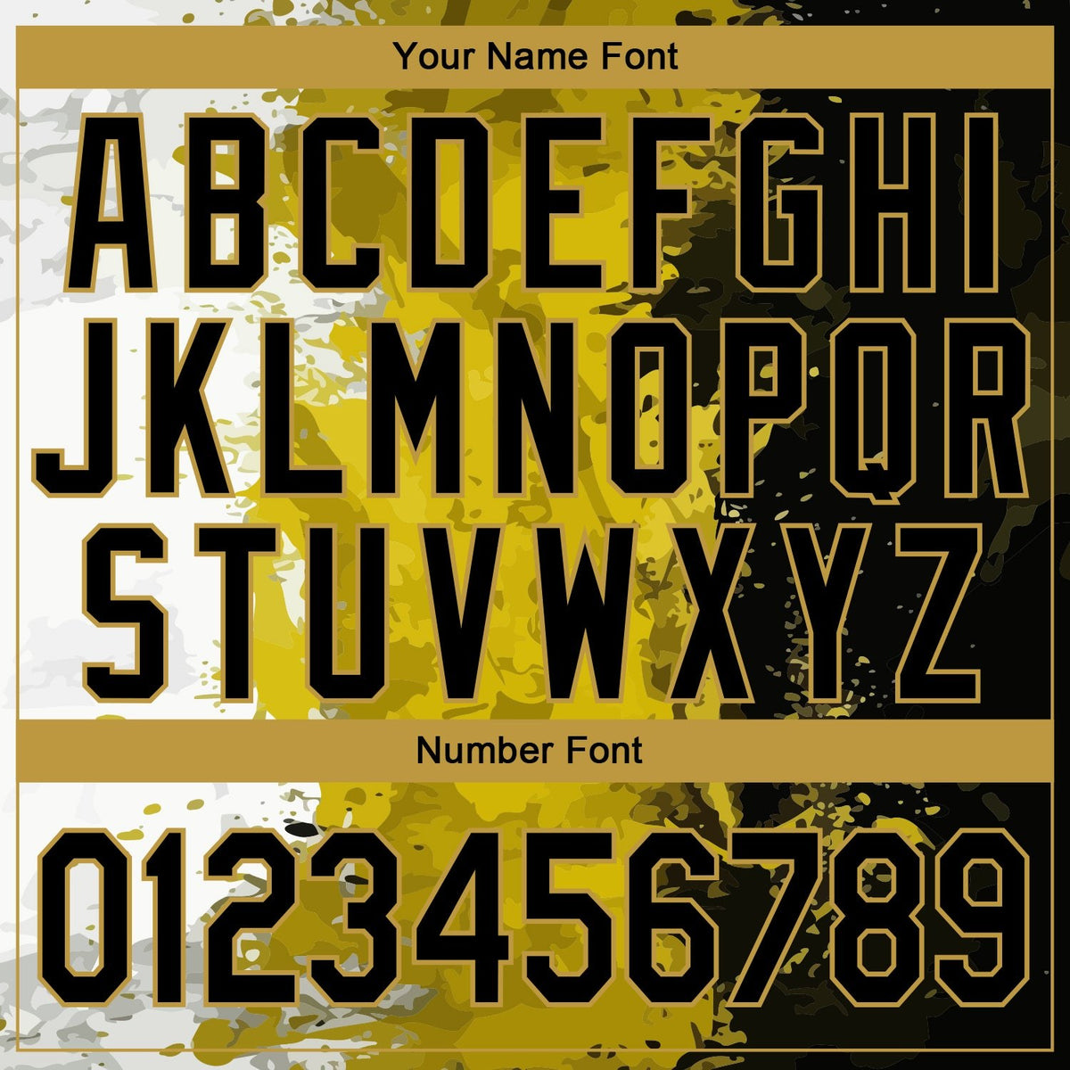 Custom Graffiti Pattern Black-Old Gold Grunge Art 3D Bomber Full-Snap Varsity Letterman Jacket photo 6