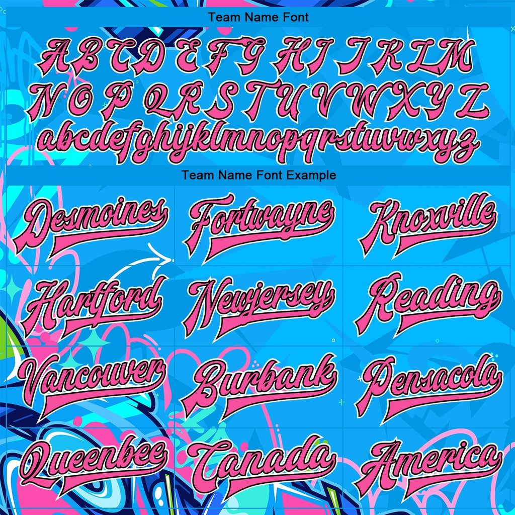 Custom Graffiti Pattern Pink-Black Hiphop Abstract Urban Street Art 3D Bomber Full-Snap Varsity Letterman Jacket photo 5