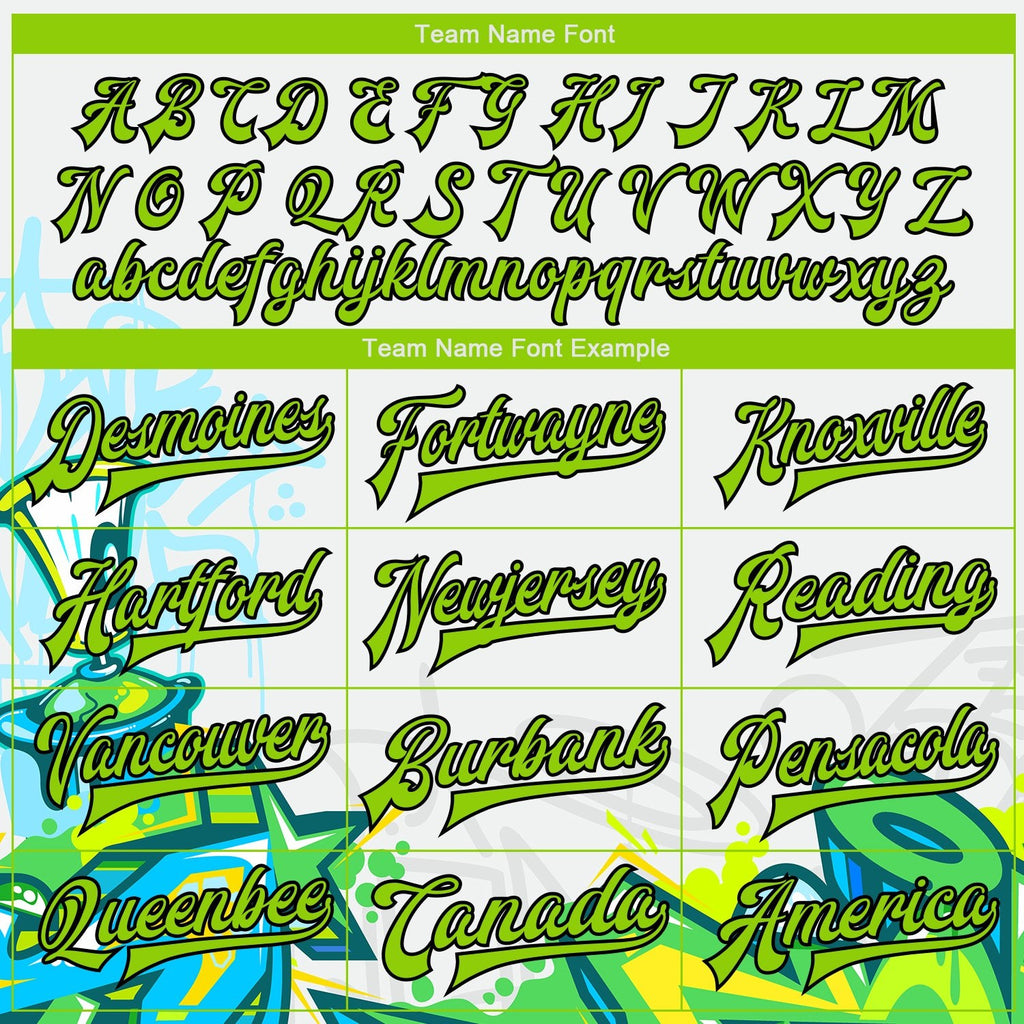 Custom Graffiti Pattern Neon Green-Black Trendy Abstract Urban Street Art 3D Bomber Full-Snap Varsity Letterman Jacket photo 5