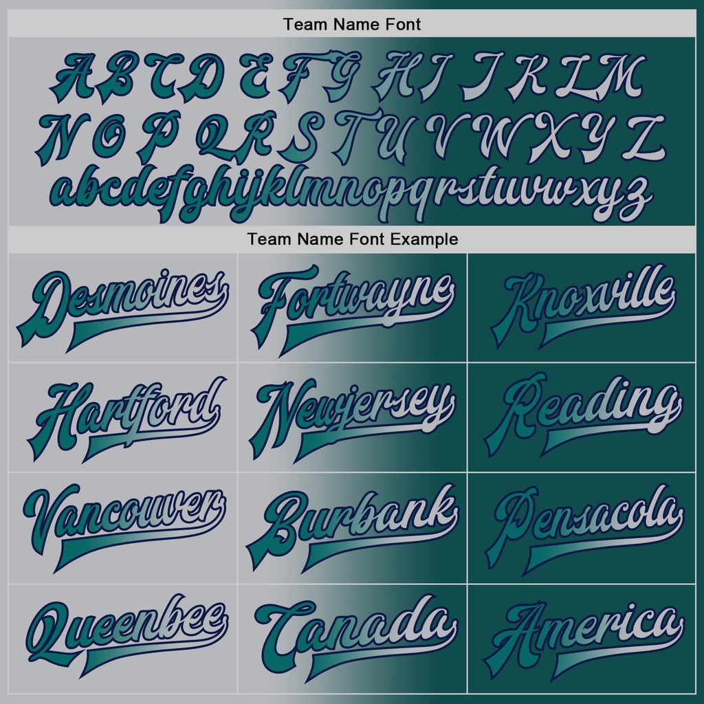 Custom Teal Gray-Navy Bomber Full-Snap Varsity Letterman Gradient Fashion Jacket photo 5