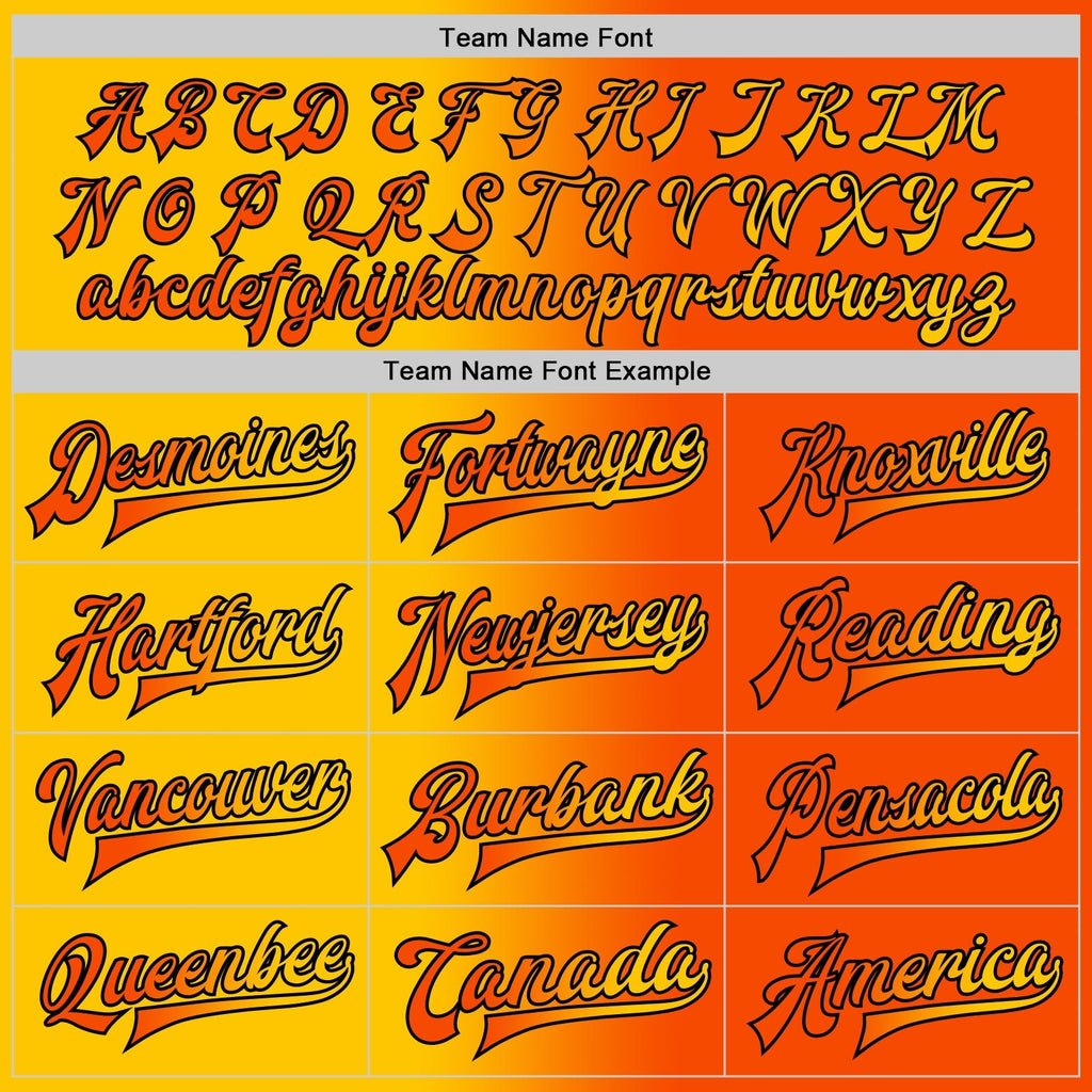 Custom Orange Yellow-Black Bomber Full-Snap Varsity Letterman Gradient Fashion Jacket photo 5