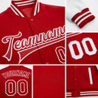 Custom Red White Bomber Full-Snap Varsity Letterman Two Tone Jacket detail