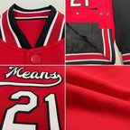 Custom Red White-Black Bomber Full-Snap Varsity Letterman Two Tone Jacket photo 4