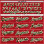 Custom Red Green-Cream Bomber Full-Snap Varsity Letterman Two Tone Jacket photo 5