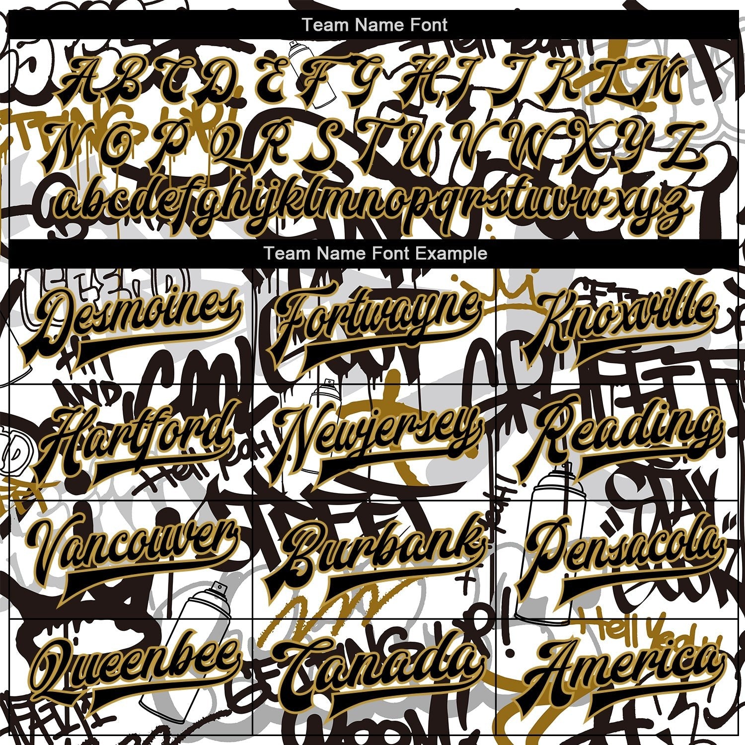 Custom Graffiti Pattern Black-Old Gold Grunge Urban Street Art 3D Bomber Full-Snap Varsity Letterman Jacket photo 5