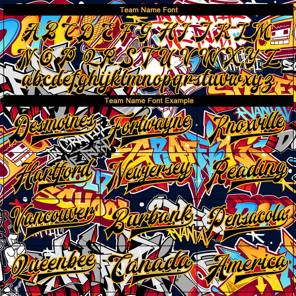 Custom Graffiti Pattern Black-Gold Grunge Urban Street Art 3D Bomber Full-Snap Varsity Letterman Jacket photo 5