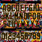 Custom Graffiti Pattern Black-Gold Grunge Urban Street Art 3D Bomber Full-Snap Varsity Letterman Jacket photo 6